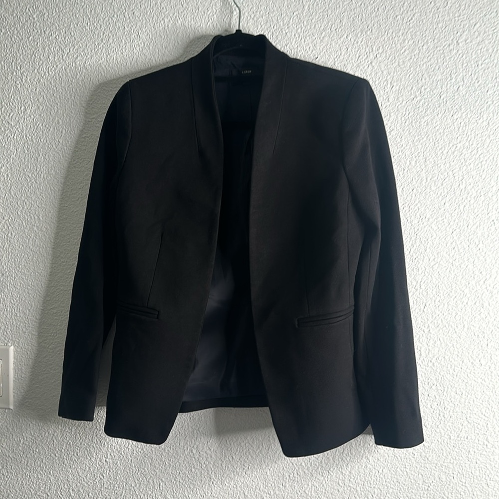 J crew 365 going out black collarless blazer size 6 preppy classic office career - Picture 3 of 9